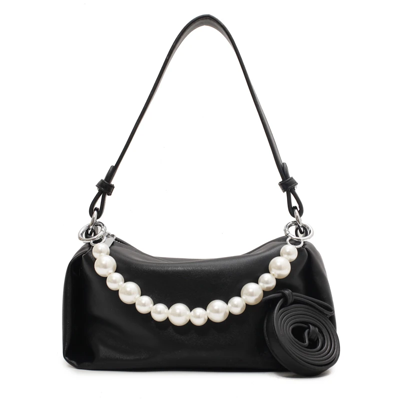 

Кошельки и сумочки, простые модные однотонные аксессуары из искусственной кожи с жемчугом, сумка-тоут через плечо, сумки-мессенджеры, женск...