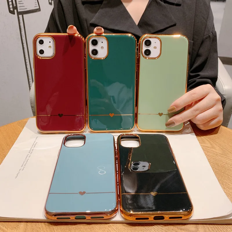 

Plating Love Phone Case for iPhone 11 Pro Max XS XR X 6S 6 7 8 Plus Women Slim Fit Back Cover Glossy Soft TPU Protection Case