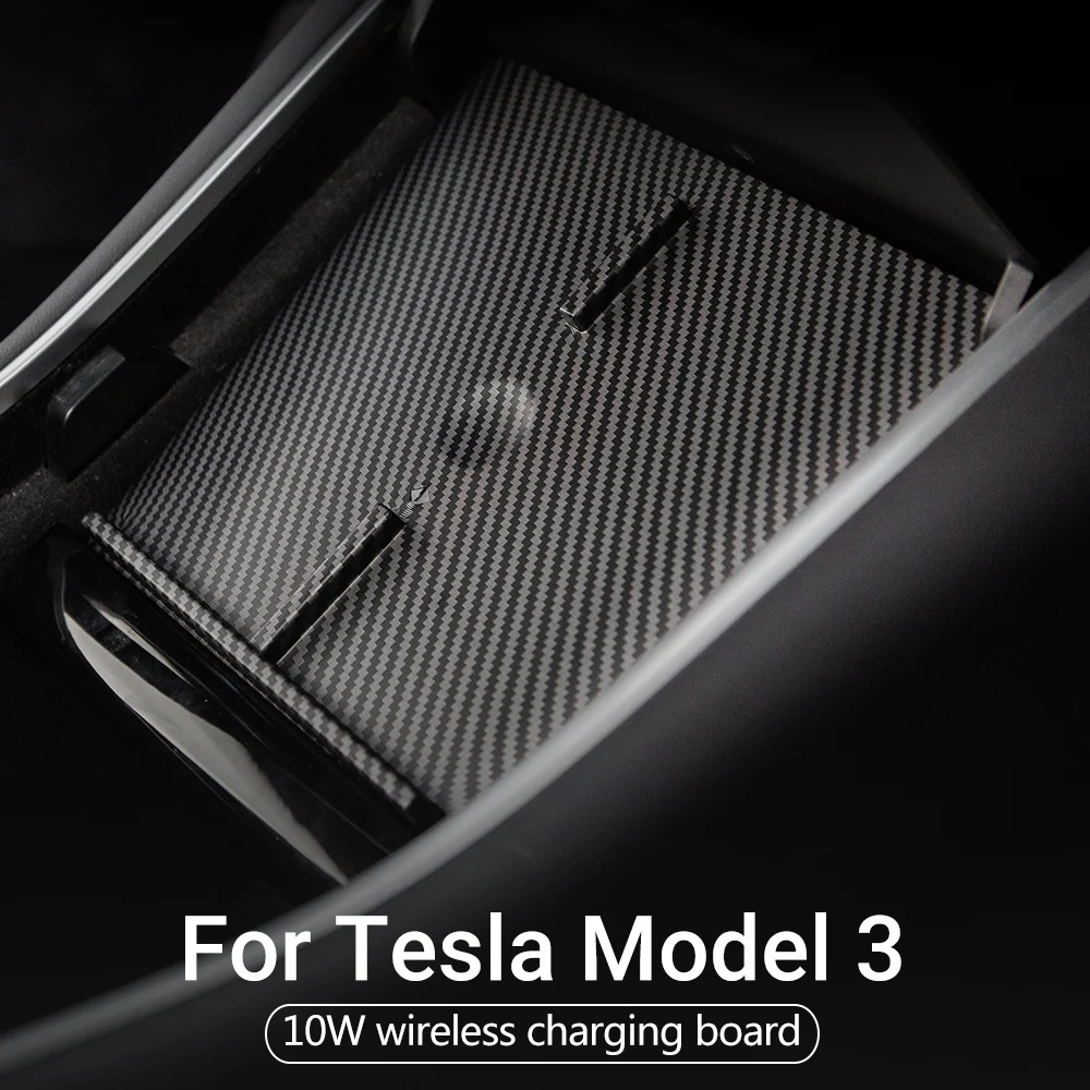 

For Tesla Model 3 Car Wireless Charger Carbon Fiber Model 3 Accessories Usb Car Charge Ports Dual Fast Tesla Model 3
