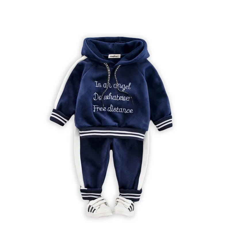 Зимний теплый комплект одежды для маленьких мальчиков и девочек костюм малышей