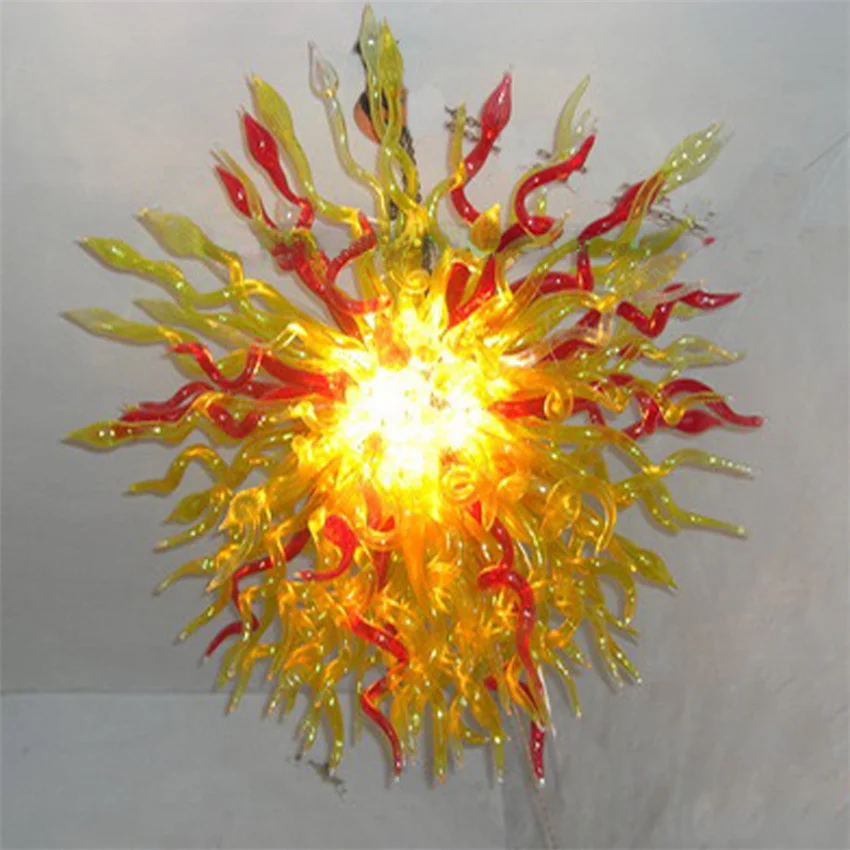 

Art Deco Red and Amber Color Lamp Hand Blown Glass Chandelier 80 By 80cm Home Decoration Modern Lamps Indoor Lighting