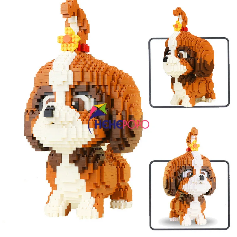 2100 шт. 16128 алмазные блоки Shih Tzu модель собаки маленькие Такса игрушка в сборе экшн