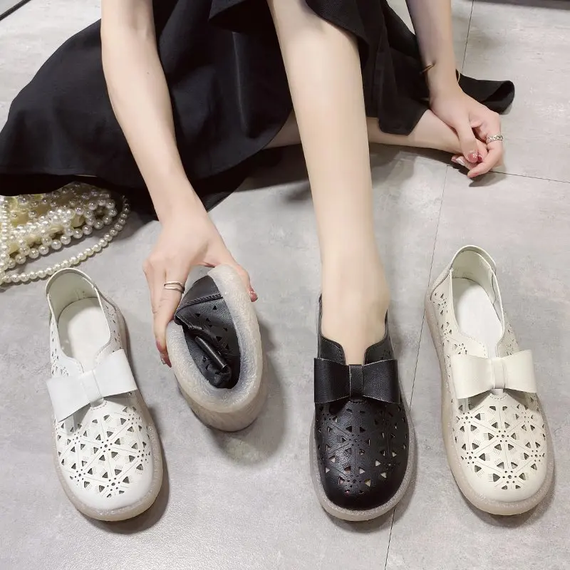 

Shoes Woman 2021 Slip-on Modis Autumn Bow-Knot Shallow Mouth Casual Female Sneakers Round Toe Soft Flats New Slip On Cute Moccas