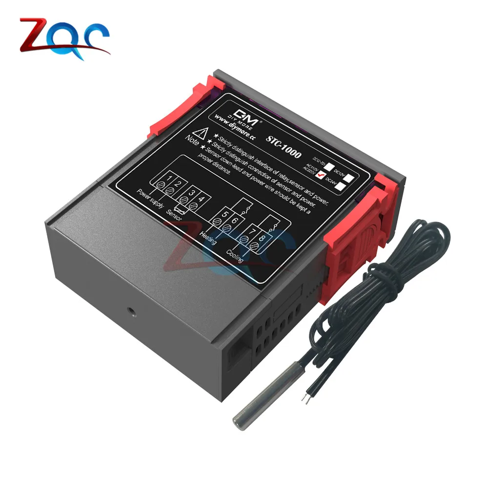 STC-1000 AC 110 V-220 V светодиодный цифровой регулятор температуры Терморегулятор термостат инкубатор метр Нагреватель Охладитель DC 12 V-72 V 24V