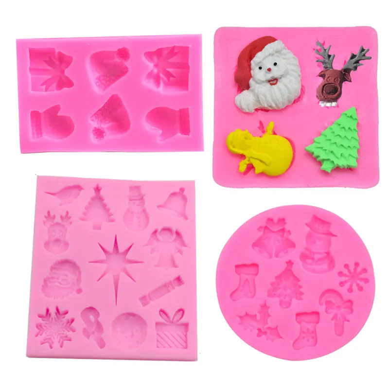 

Christmas Fudge Chocolate Mold Gloves/Snowflake/Santa Shape Silicone Mold DIY Cake Decoration Baking Tools Crafts Epoxy Mold