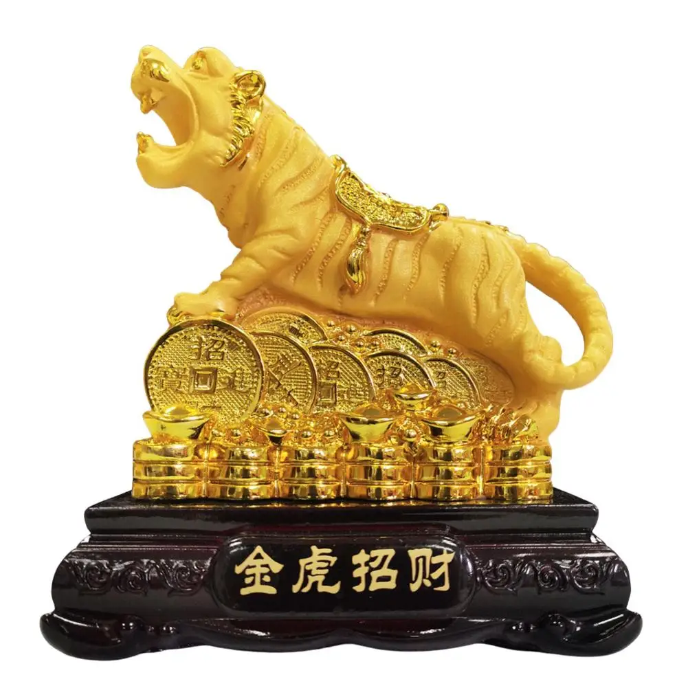

Китайские фигурки зодиака, китайские Новогодние украшения 2022, фэн-шуй, подарки тигра, зеленые китайские монеты, золотые