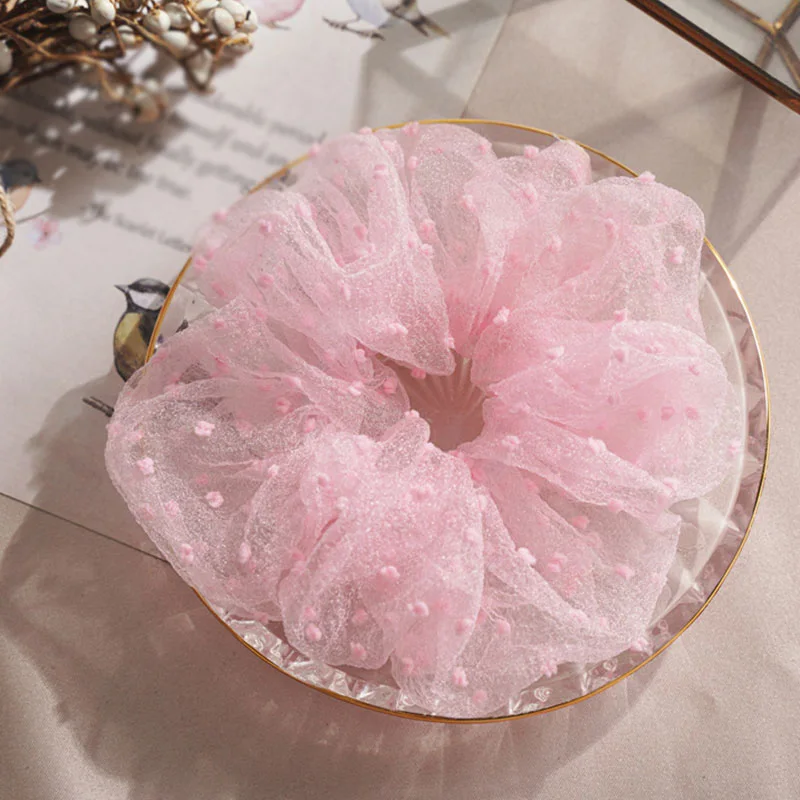 

Lady Headdress Summer Sheer Hair Scrunchies Chiffon Elastic Hair Bands For women Girls Ponytail Holder Hair Ties Accessories
