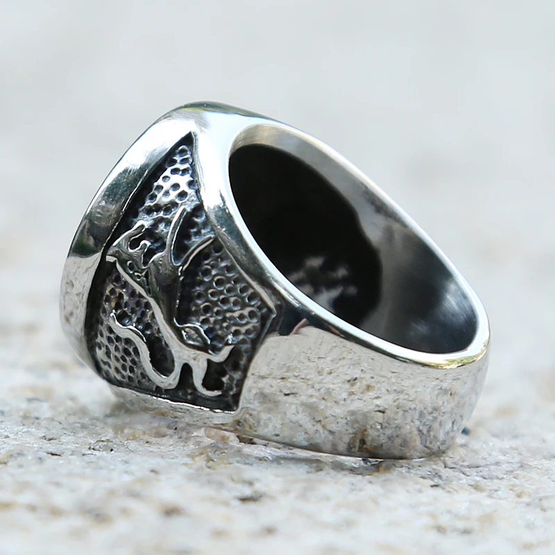 Уникальные серебряные Цвет нержавеющая сталь Викинг Волк кольцо для мужчин