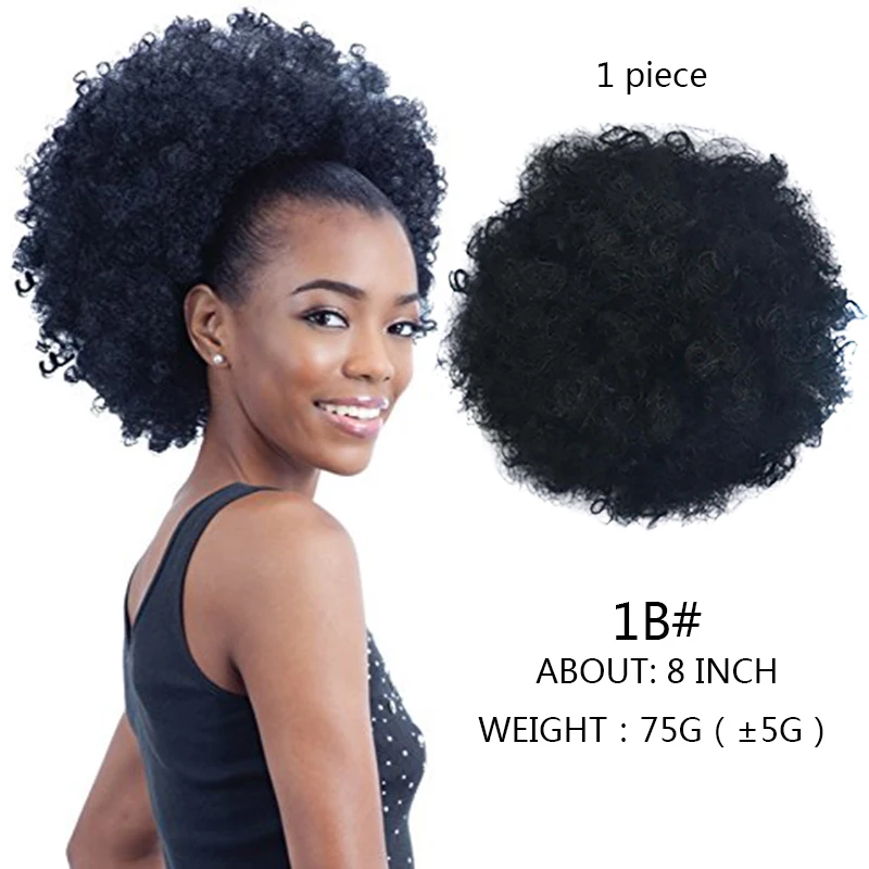 

WEILAI 2 pieces Bun Chignon Hair Accessories cheveux Afro Puff Soft Fried Head Elastic Hair Rope Synthetic Buns for Black Woman