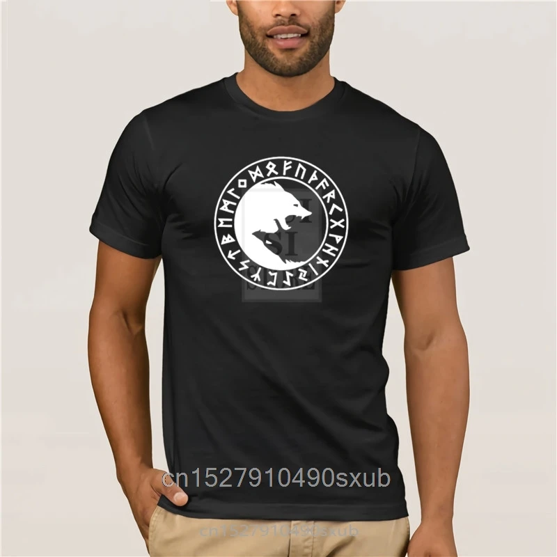Футболка мужская с принтом Фенрир ин Янь в норвежский один викингов хлопковая