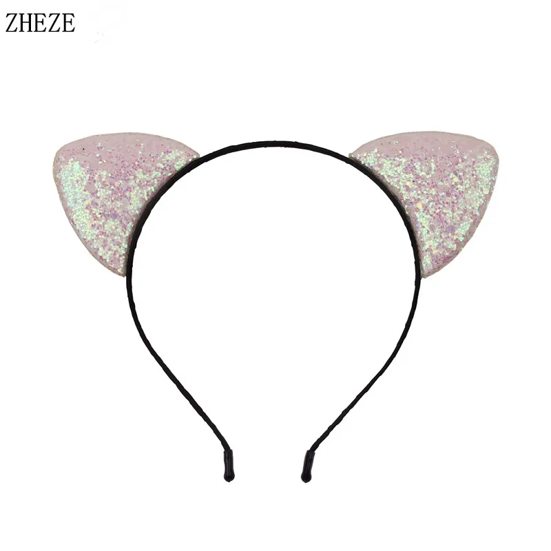 12 шт./лот новые двухсторонние блестящие повязки на голову с кошачьими ушками для