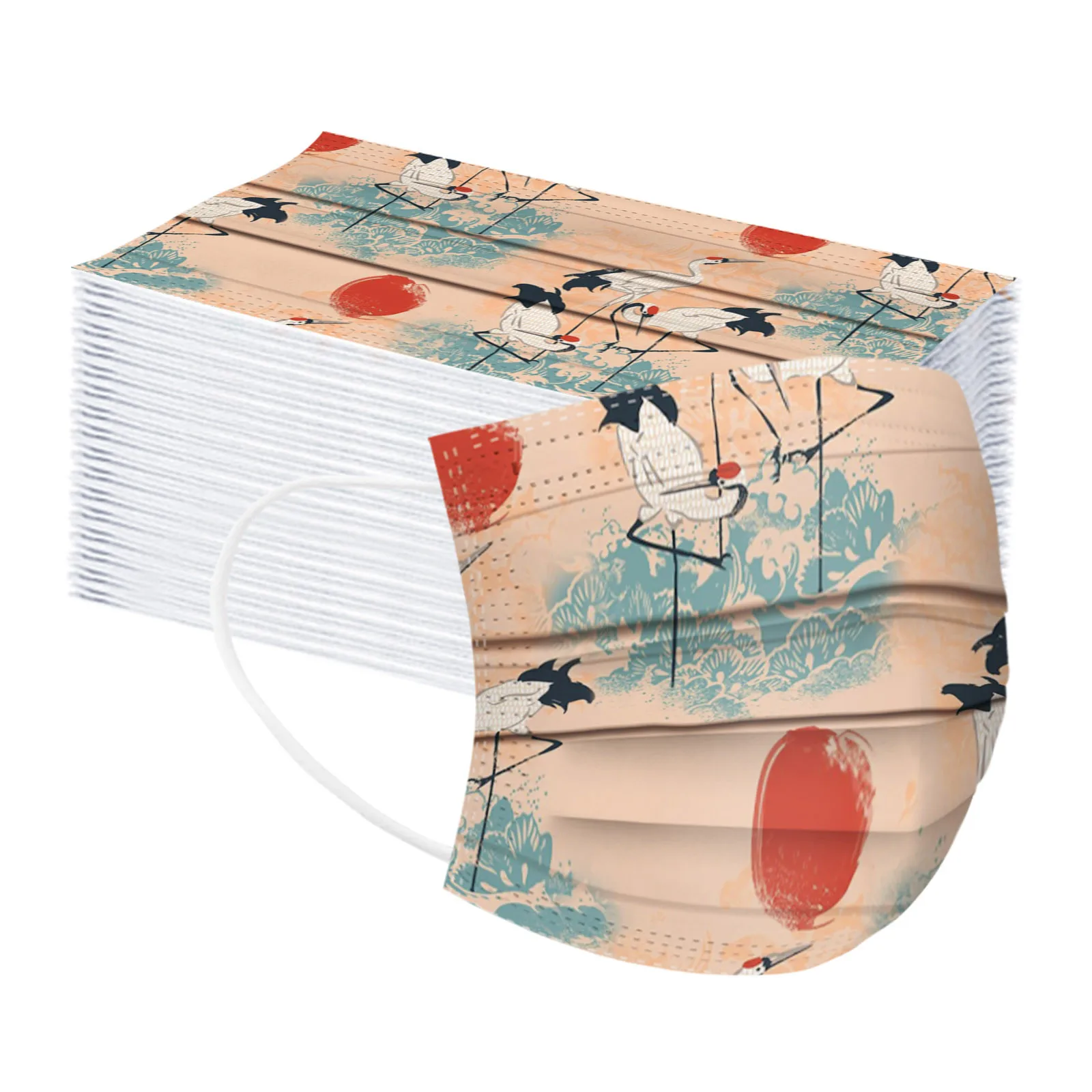 50 шт. одноразовая маска для лица с цветочным принтом дышащая 3 слоя слоев фильтр