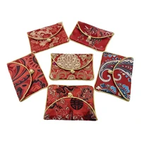vintage brocade silk coin purse woman small wallet traditional buckle jewelry pouch ladies mini money bag children card holder