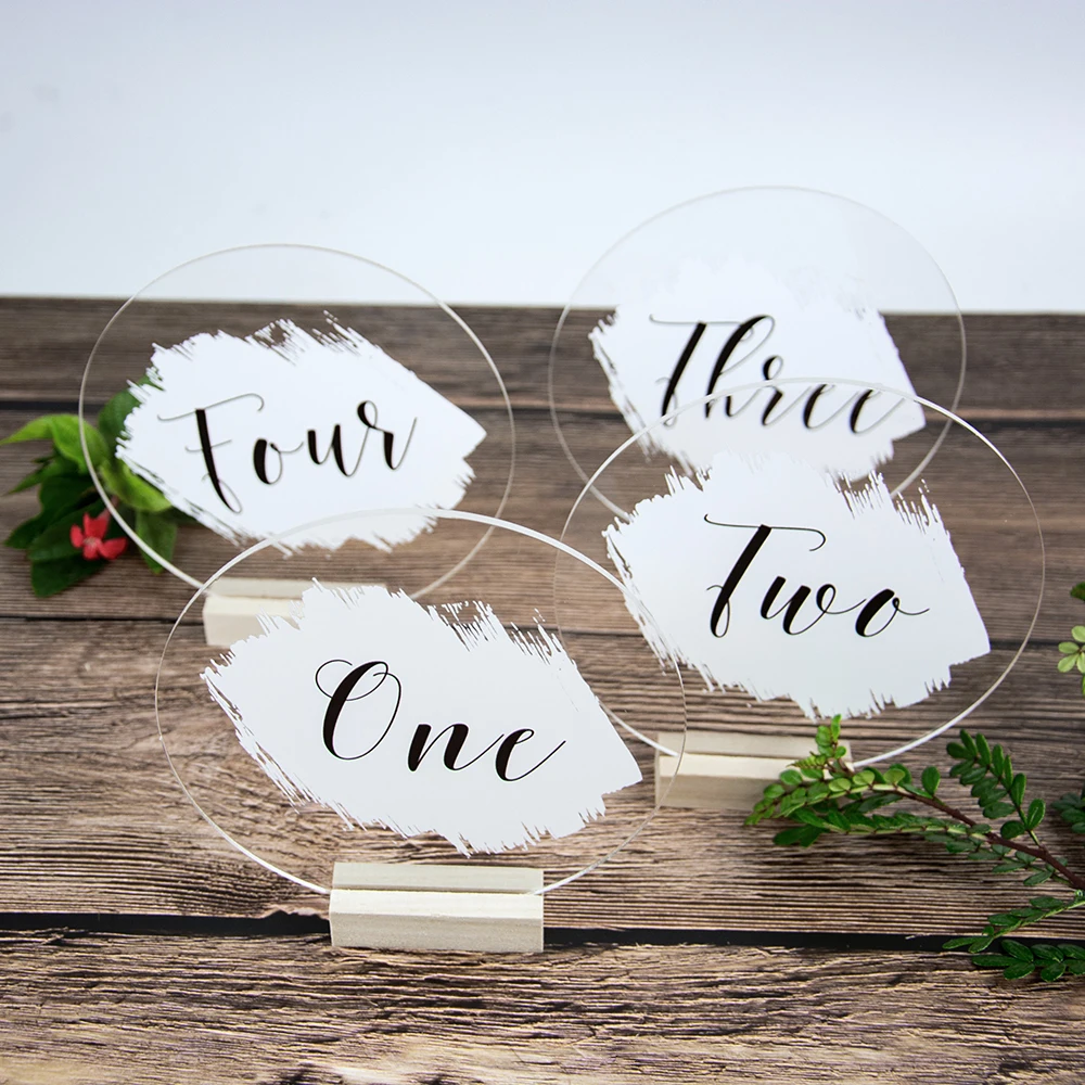 

NumÃ©ros De Table De Mariage PersonnalisÃ©s Avec Supports, PanneauDe Table En Acrylique Rond Avec Calligraphie, Texte Personnalis