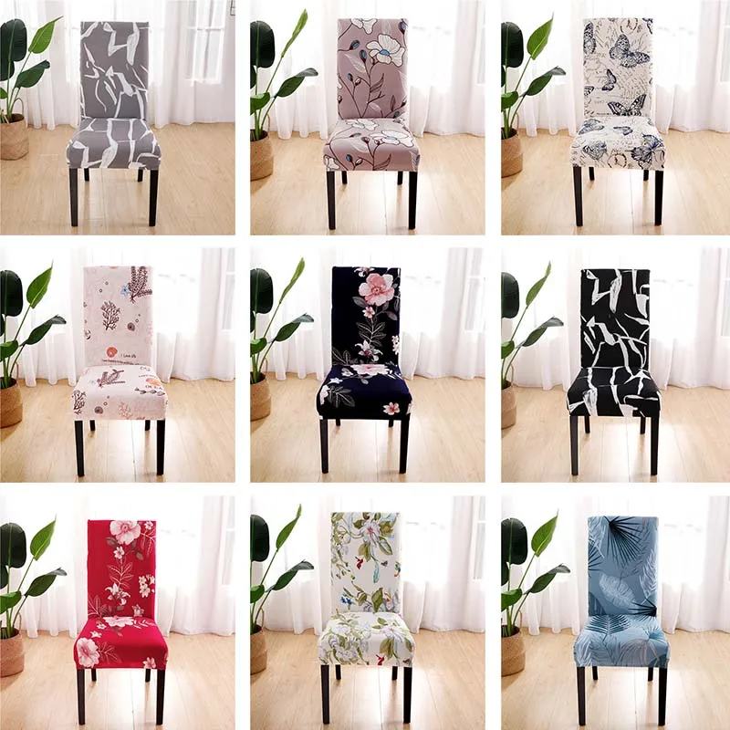 

1 шт. Чехол для стула с цветочным принтом из полиэфирного волокна в скандинавском стиле эластичный многофункциональный домашний универсаль...