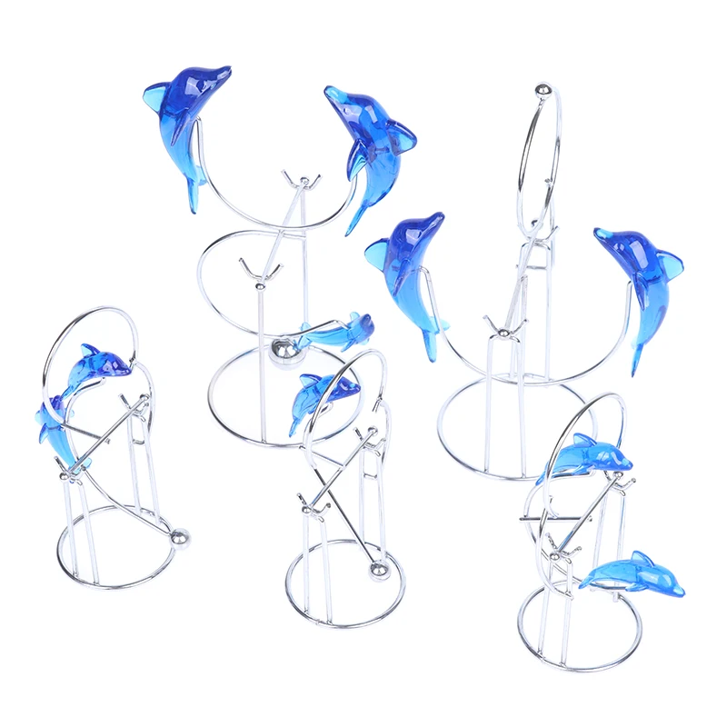 

Blue Dolphins Chasing Balance Pendulum Decompression Toys Aquarium Crafts