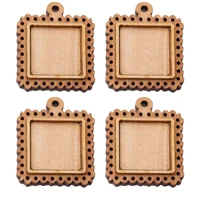 5pcs lot wood frame cabochon base 20mm 30mm dia square wooden cameo settings diy pendant bezel trays crafts jewelry findings