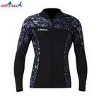 Гидрокостюм, топ, куртка, жилет, мужская, женская, 2 мм3 мм1,5 мм, Неопреновая, с длинным рукавом, на молнии спереди, спортивный, для дайвинга, серфинга, плавания