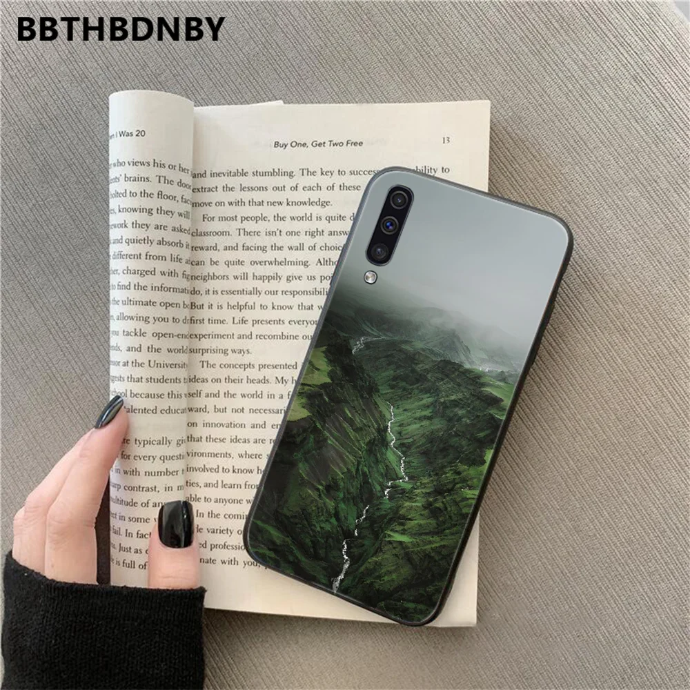 Travel mountain road scenery TPU black Phone Case Cover Hull For Samsung S6 S7 edge S8 S9 S10 e plus A10 A50 A70 note8 J7 2017 | Мобильные
