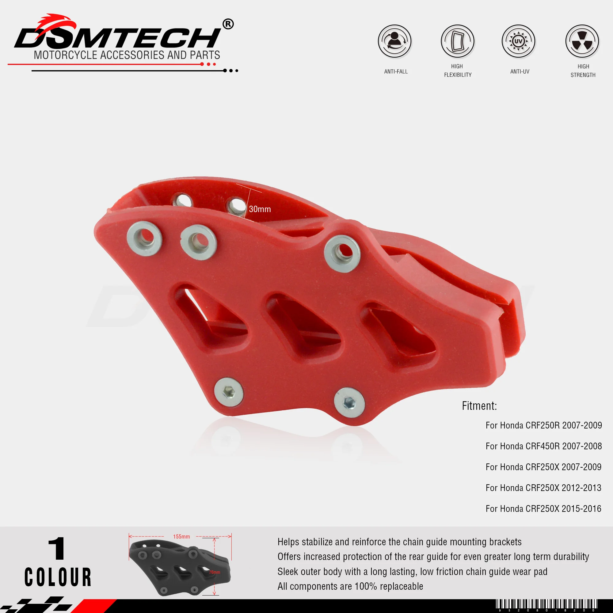 

DSMTECH Chain Guide Guard Sprocket Guard Protector Fit CR25 250R CRF250R250X450R450X 30MM Motorcross Dirt Bike Free Shipping