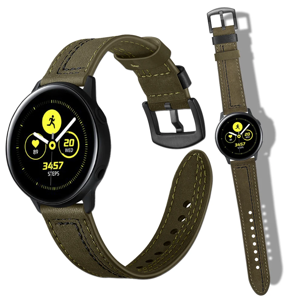 Ремешок кожаный для наручных часов браслет Samsung Galaxy Watch 3 41/45 мм/42/46 мм/Active Classic 7