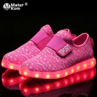 Детские светящиеся кроссовки на липучке, дышащая обувь со светодиодной подсветкой, зарядка через USB, для мальчиков и девочек, Размеры 25-37