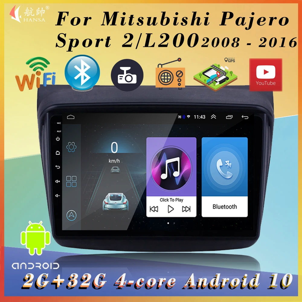 

For Mitsubishi Pajero Sport 2 L200 Triton 2008 - 2016 2din Android car radio multimedia stereo receiver supports bluetooth wifi