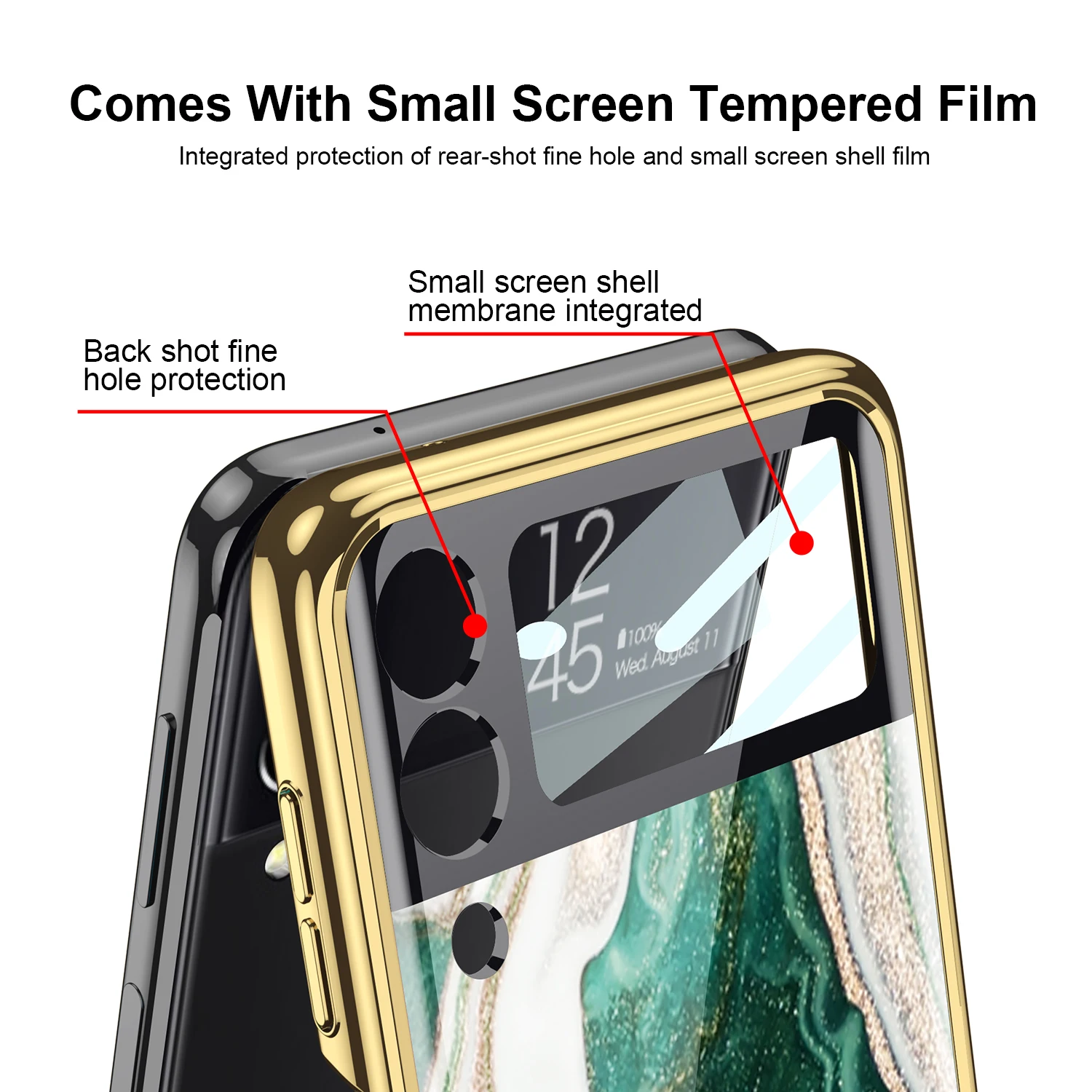 plating tempered glass phone case for samsung galaxy z flip3 5g flip case cover marble scratch proof shockproof anti knock shell free global shipping