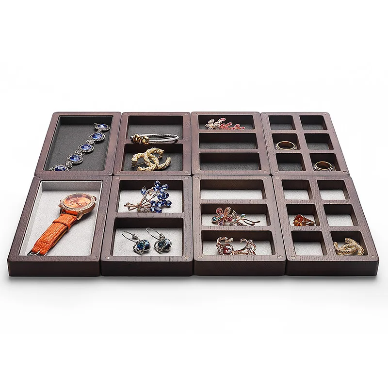 Solid wood black walnut jewelry box ring necklace bracelet storage box acrylic cover jewelry display box in stock