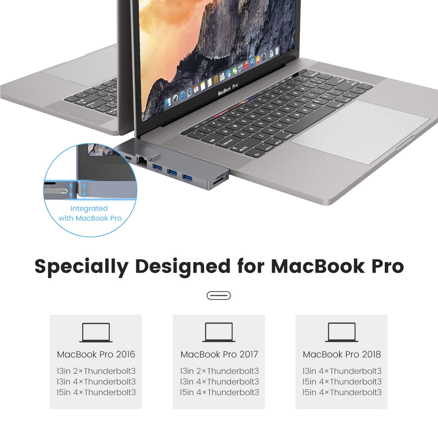 Двойной type c концентратор с Thunderbolt 3 USB3.0 SD/TF кард ридер 4K HDMI для MacBook Pro 2019 2018 2017 2016 13