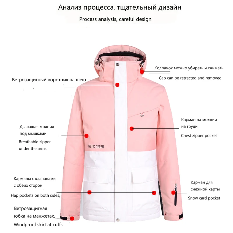 Женский лыжный костюм с курткой ветрозащитные водонепроницаемые лыжные куртки и