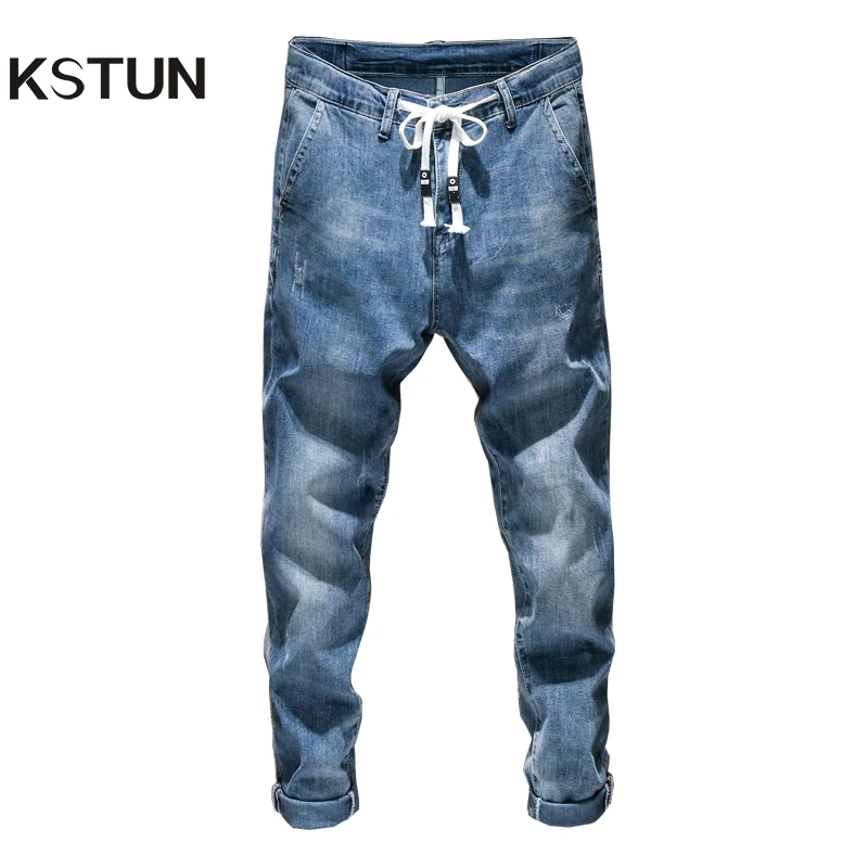 Мужские свободные зауженные джинсы KSTUN светильник-голубые эластичные джоггеры