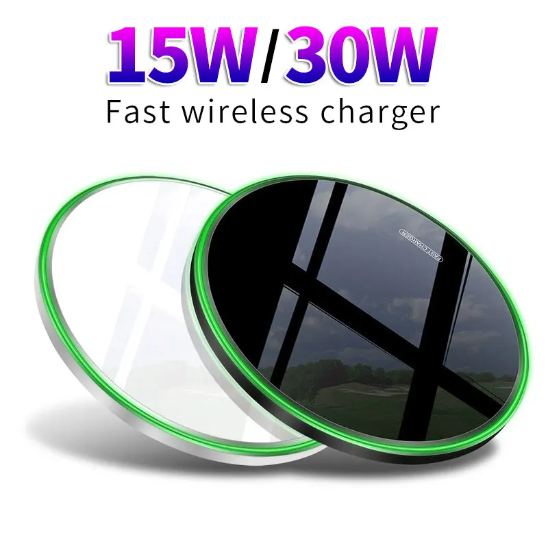 

Qi Wireless Charger For iPhone 12 11 Pro Max XS XR X 8 30W Fast Charging Wireless Charger Pad For Samsung S10 S9 S8 Note 10 Plus