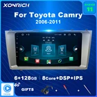 Автомобильный радиоприемник, мультимедийный проигрыватель CarPlay, 6 ГБ + 128 Гб, Android 11, для Toyota Camry 40, 50, 2006-2011, 4G, Wi-Fi, DSP, GPS, IPS, Navi, No 2 Din, DVD