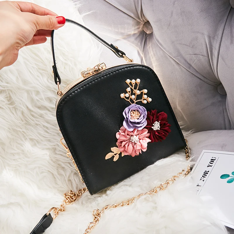 

Luxury Flower Design Women Bag Korean Portable Female Bag Chain Mini Single Shoulder Messenger Small Square Bag