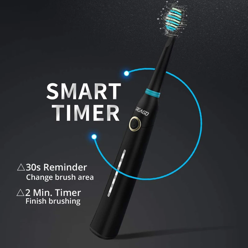 Seago Sonic Electric Toothrbush USB Charging Smat Timer IPX7 Waterproof Gum Care Teeth Cleaner 5 Modes Brush | Бытовая техника