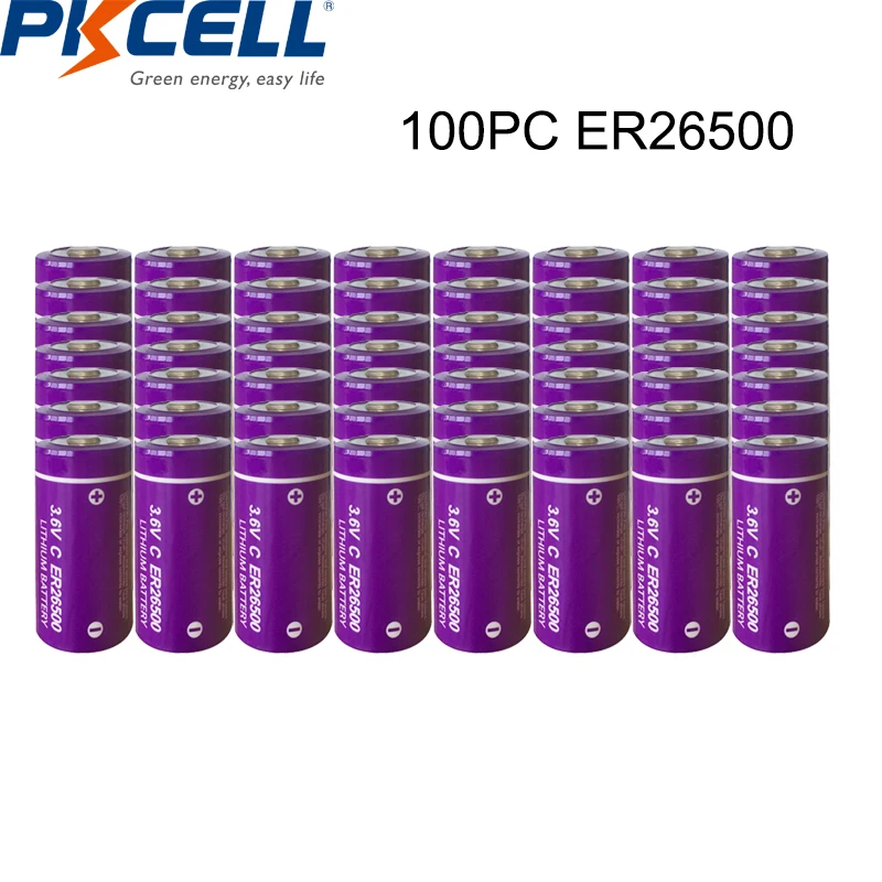 

100Pcs/PKCELL High Power ER26500 C size Lithium Batteries 9000Mah 3.6V Li-SOCl2 Battery