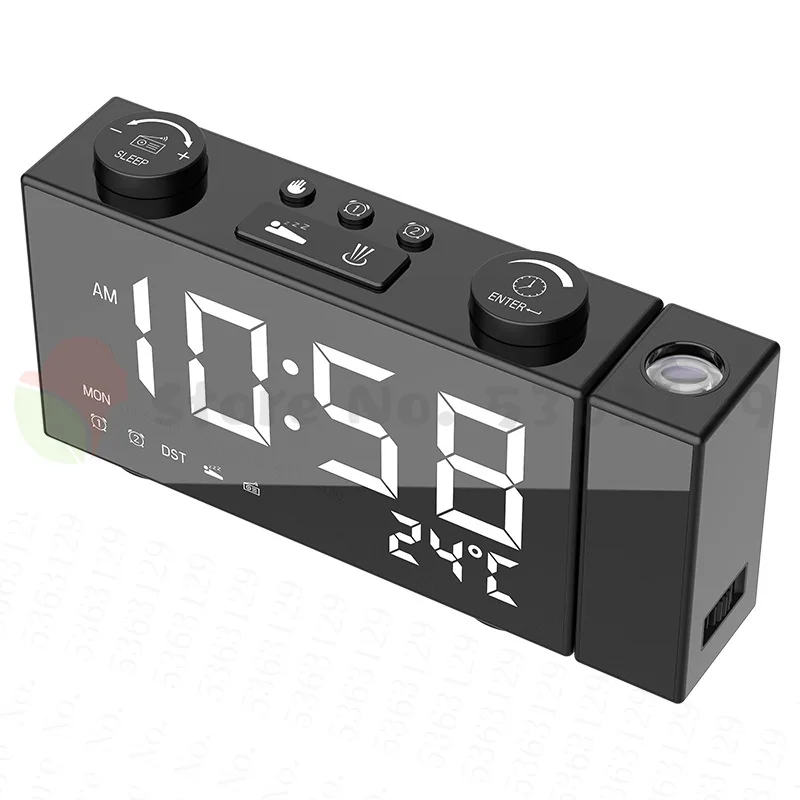 

Digital Alarm Clock Projection Clock AM FM Radio Alarm Clock 4 Brightness Adjustment USB Dual Alarm Clock with Snooze Function