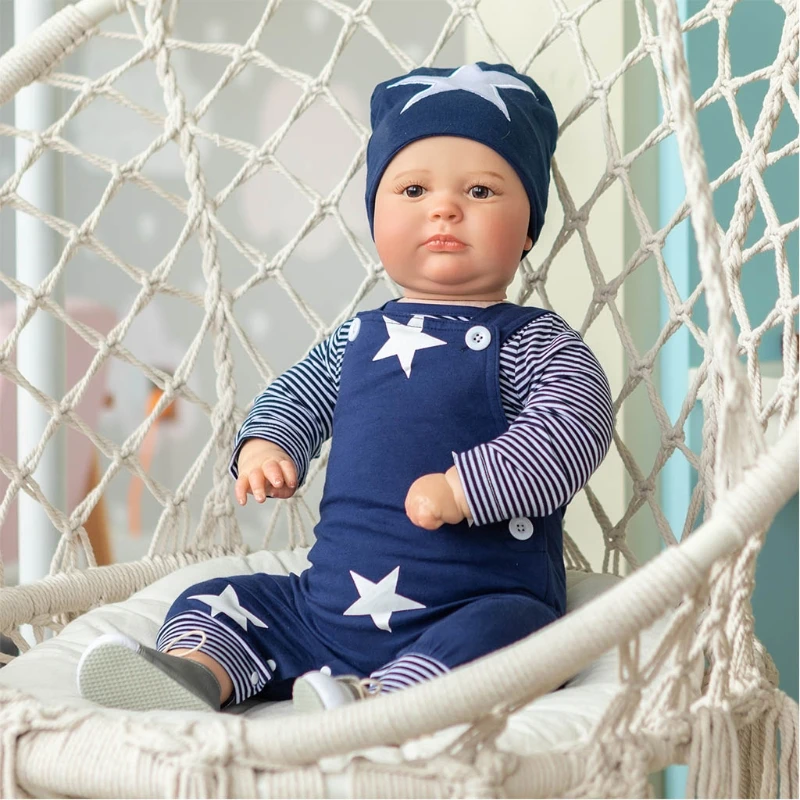 

24" Realistic Baby Reborns Doll Infant Newborn Doll Lifelike with Clothes & Hat K3NE