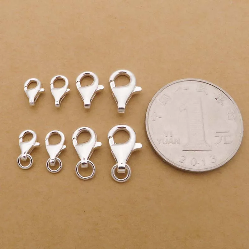 2 шт. настоящее Настоящее Твердое Серебро 925 пробы весенние застежки крючки с