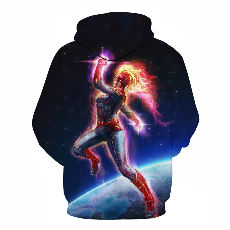 Модный 3D свитшот с принтом капитана Марвел мужские толстовки капюшоном дизайн