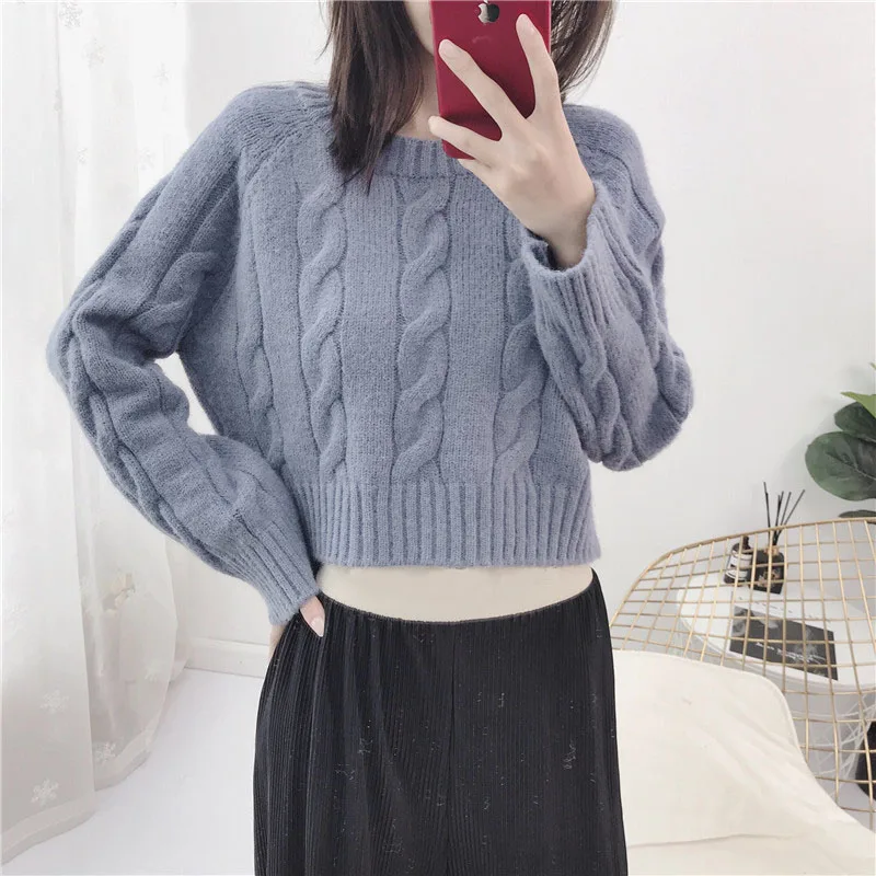 2019 Осень Зима Женский Kawaii вязаный свитер короткий длинный тонкий джемпер Femme