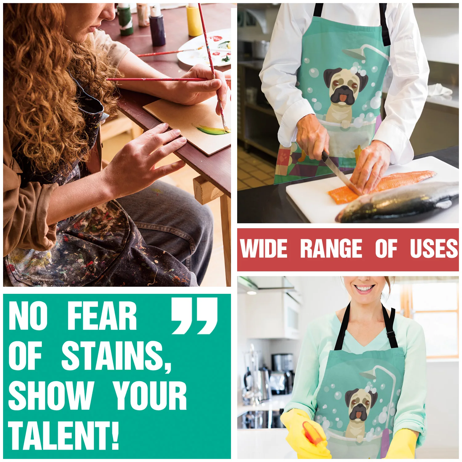 Tophome кухонный фартук для купания с принтом бульдога регулируемые фартуки из