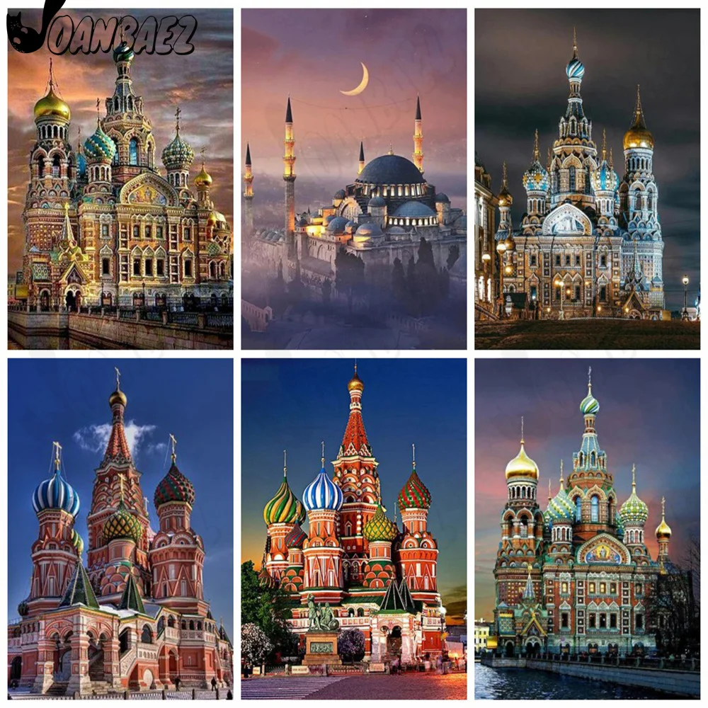 

Castle Night View Diamond Painting 5Ddiy Beautiful Building Landscape Wall Art Diamond Embroidery Home Room Decoration Gift