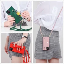Wrist band Square Hairball Crossbody phone case For Samsung Galaxy A90 Note20 S9/S10/S20/S21 plus ultra 5G Card phone stand case