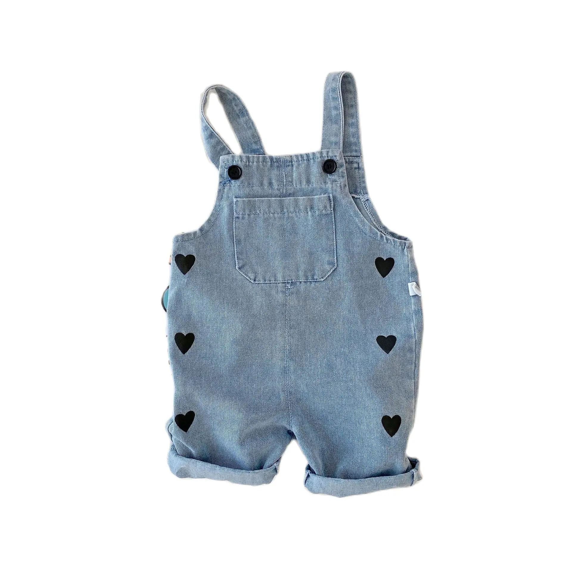 

Baby Girls Solid Denim Overalls Children Jean Bib Pants Infant Jumpsuit Toddles Heart Shapes Clothes Kids Overalls Girls Outfits