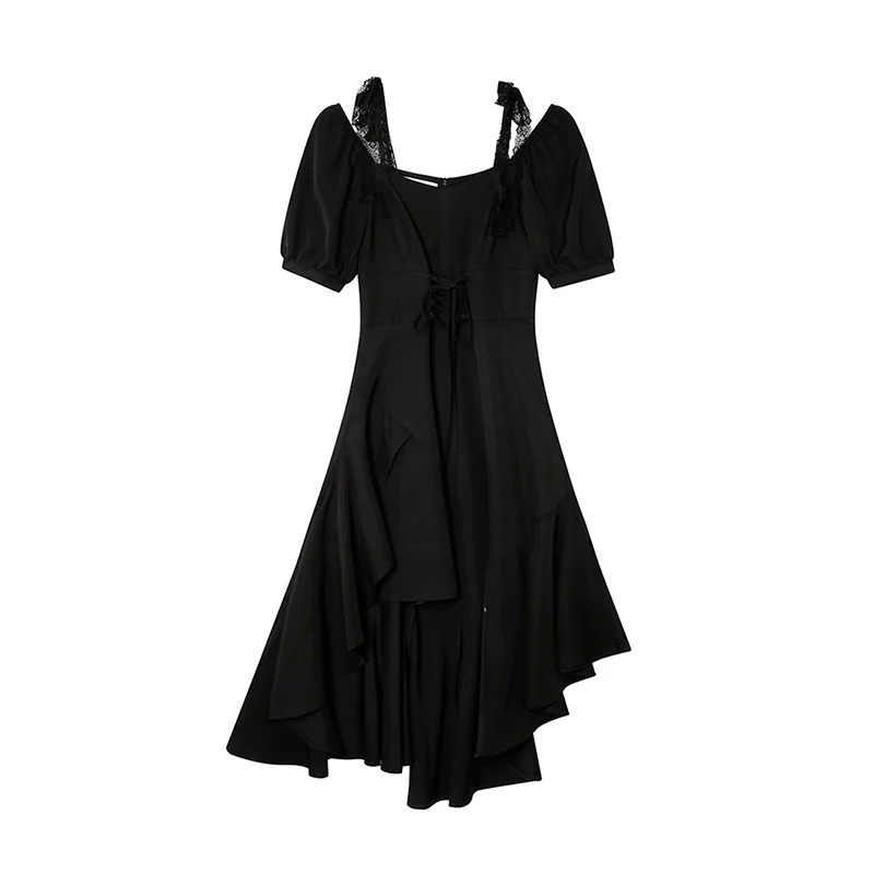

Large size fat MM summer new Korean Herbon wind irregular design feeling suspender skirt