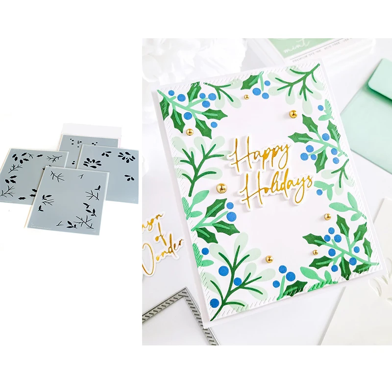 

Holiday Grass Backgrond New Stencil for 2021 Arrival Scrapbook Diary Decoration Embossing Template Diy Greeting Card Handmade