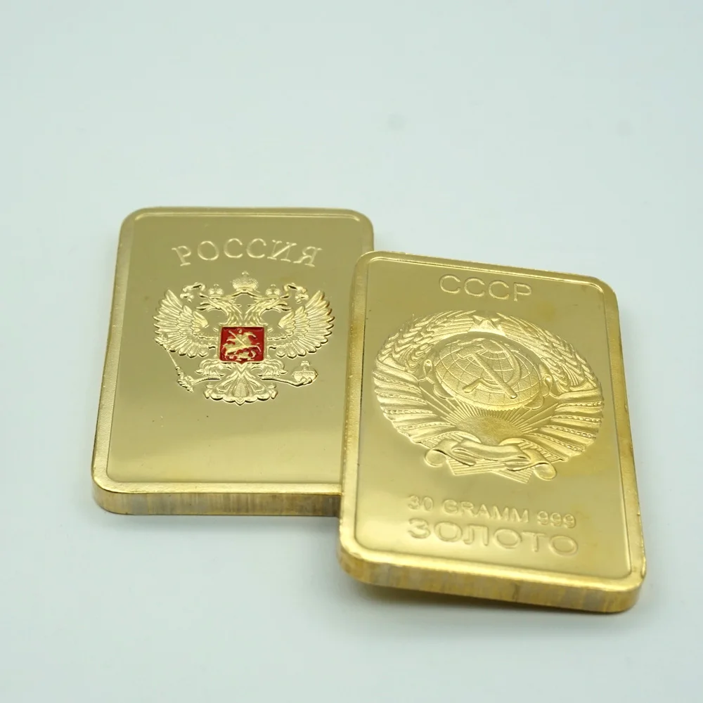

Советская Национальная эмблема СССР, позолоченная карта России, копия слитка, слитка, копия стержня СССР, золотой Сувенирный слиток, монетн...
