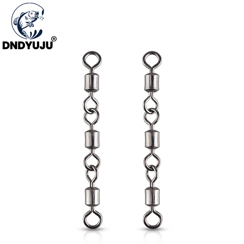 

DNDYUJU 100/200pcs Three Joint Barrel Bearing Rolling Swivel Solid Ring Lures Connector Fishing Tackle Accessories Fish Tool